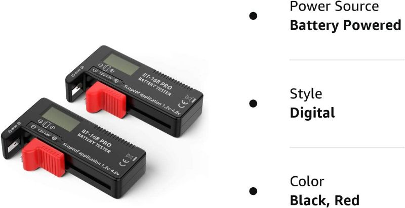 Photo 4 of 2 Pieces Digital LCD Universal Battery Tester (Model: BT - 168 PRO), Battery Tester Volt Checker for AA AAA C D 9V 3.7V 1.5V Button Cell
