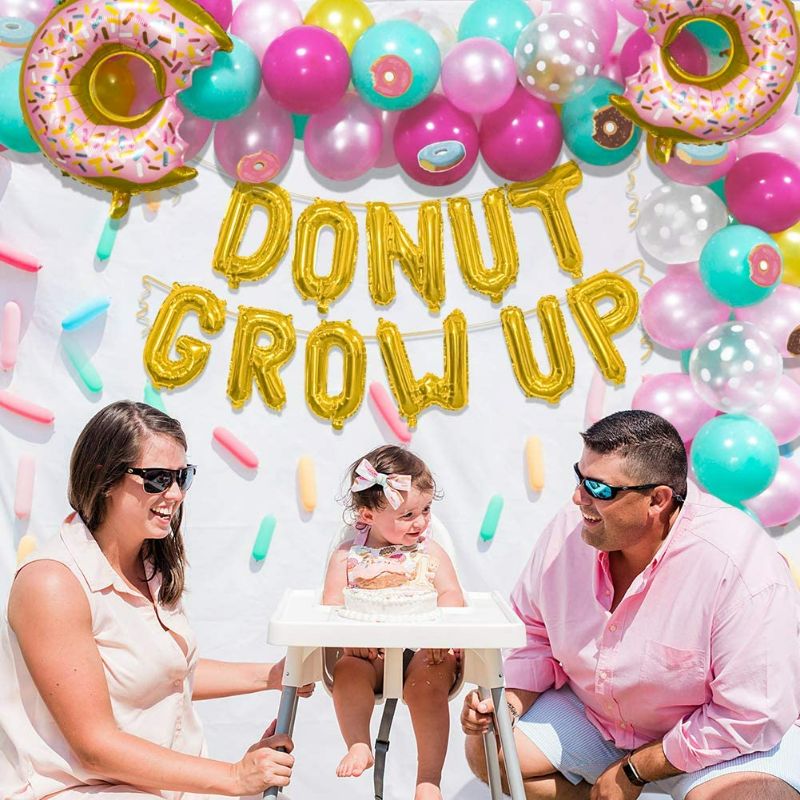 Photo 4 of Donut Party Balloons Garland Kit, Donut Grow Up Balloons, Donut Balloon, Donut Stickers, Latex Balloons For Donut Theme Party Favor Baby Shower Birthday Party Decorations
