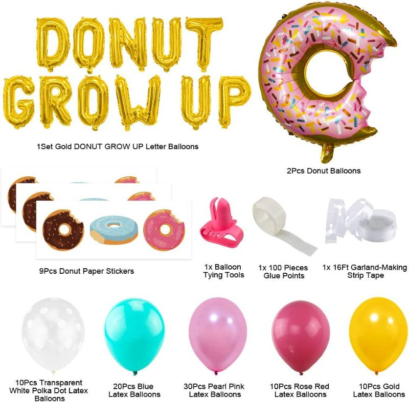 Photo 2 of Donut Party Balloons Garland Kit, Donut Grow Up Balloons, Donut Balloon, Donut Stickers, Latex Balloons For Donut Theme Party Favor Baby Shower Birthday Party Decorations
