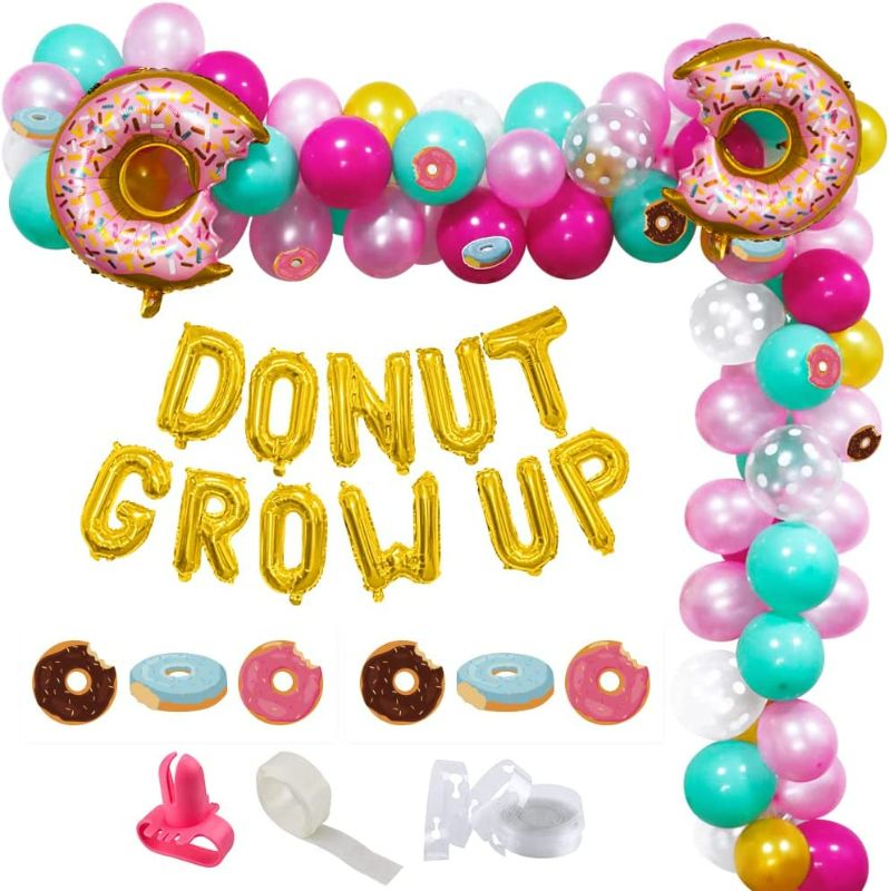 Photo 1 of Donut Party Balloons Garland Kit, Donut Grow Up Balloons, Donut Balloon, Donut Stickers, Latex Balloons For Donut Theme Party Favor Baby Shower Birthday Party Decorations
