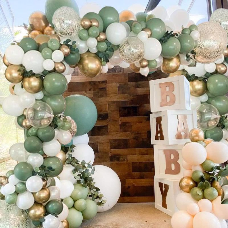 Photo 2 of Sage Green Balloon Garland Kit Arch Oh Baby Shower Olive Matte Different Sizes Decor Happy Birthday Party Wedding Jungle Decorations
