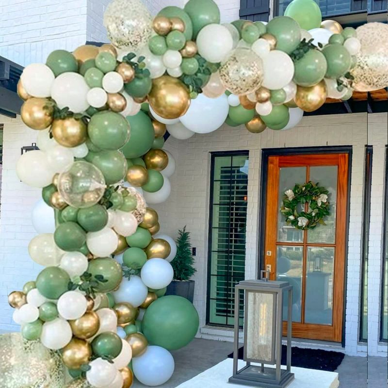 Photo 1 of Sage Green Balloon Garland Kit Arch Oh Baby Shower Olive Matte Different Sizes Decor Happy Birthday Party Wedding Jungle Decorations
