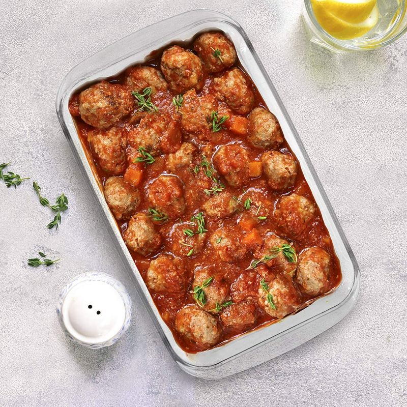 Photo 3 of Glad Clear Glass Oblong Baking Dish | 2.3-Quart Nonstick Rectangular Bakeware Casserole Pan | Freezer-to-Oven and Dishwasher Safe, Medium
