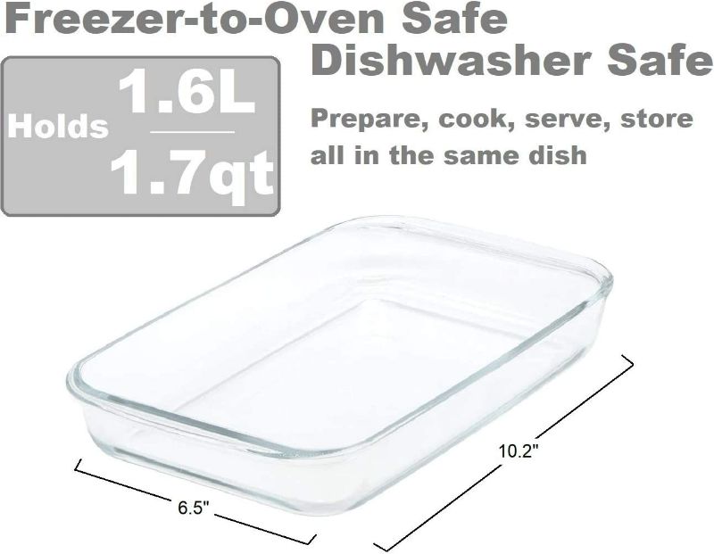 Photo 2 of Glad Clear Glass Oblong Baking Dish | 1.7-Quart Nonstick Rectangular Bakeware Casserole Pan | Freezer-to-Oven and Dishwasher Safe, Small
