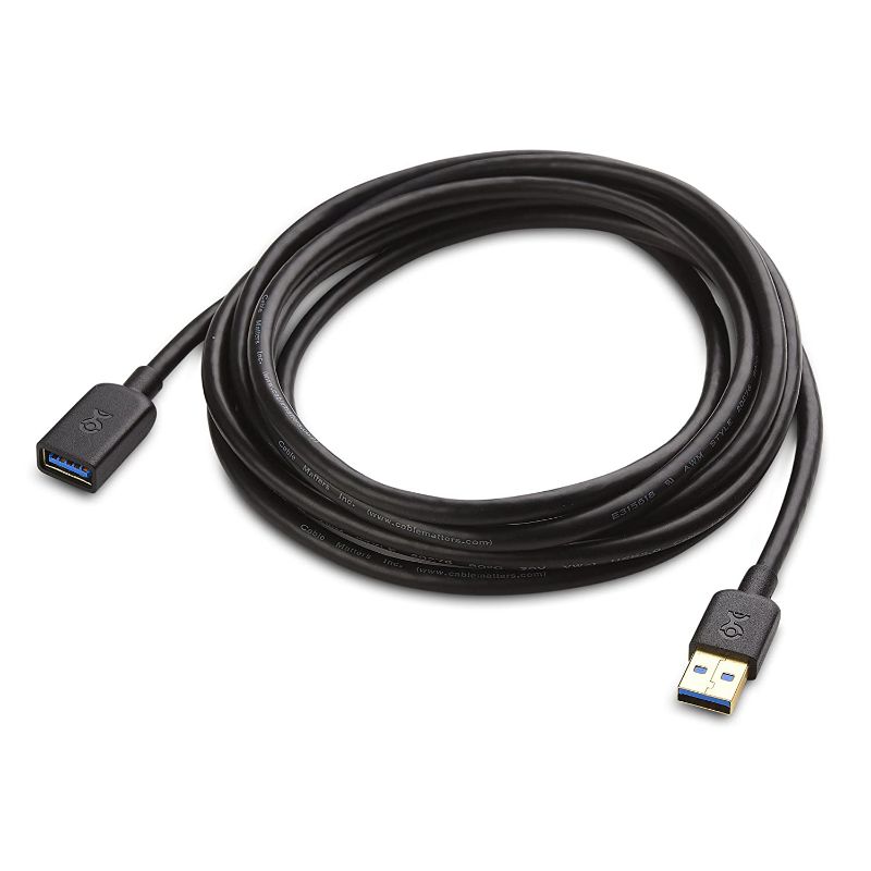 Photo 2 of Cable Matters Long USB to USB Extension Cable 10 ft (USB 3.0 Extension Cable/USB Extender) in Black for Webcam, VR Headset, Printer, Hard Drive and More - 10 Feet
