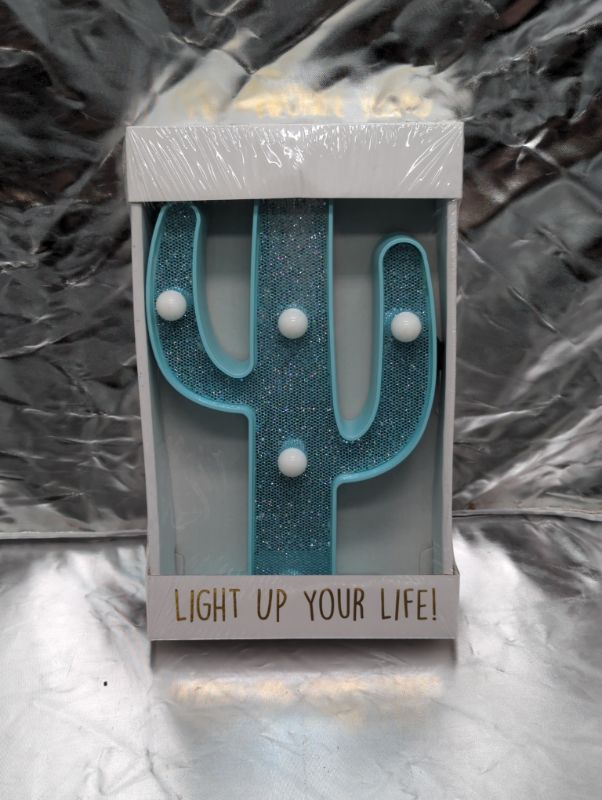 Photo 1 of 10in LED Marquee Cactus Light - Blue - 2 Pack - Bedroom Decor, Night Table Lamp