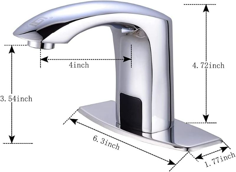 Photo 4 of Gangang Commercial Touchless Bathroom Sink Faucet Cold and Hot Water Automatic Motion Sensor Basin Tap Mixer with Mixing Valve and Cover Plate (FBA 2)
