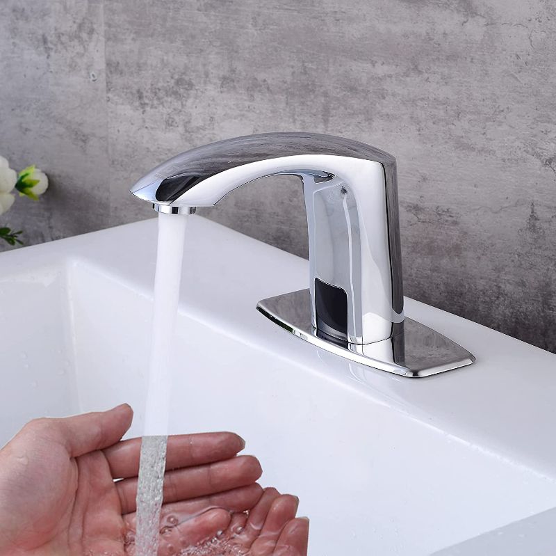 Photo 2 of Gangang Commercial Touchless Bathroom Sink Faucet Cold and Hot Water Automatic Motion Sensor Basin Tap Mixer with Mixing Valve and Cover Plate (FBA 2)
