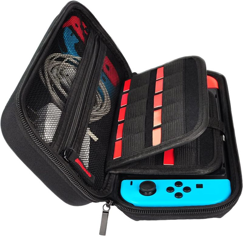 Photo 1 of Hestia Goods Switch Carrying Case Compatible with Nintendo Switch, with 20 Games Cartridges Protective Hard Shell Travel Carrying Case Pouch