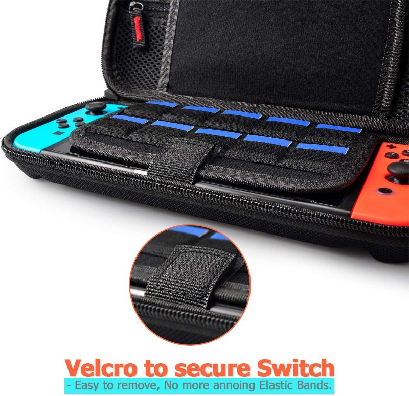 Photo 2 of Hestia Goods Switch Carrying Case Compatible with Nintendo Switch, with 20 Games Cartridges Protective Hard Shell Travel Carrying Case Pouch