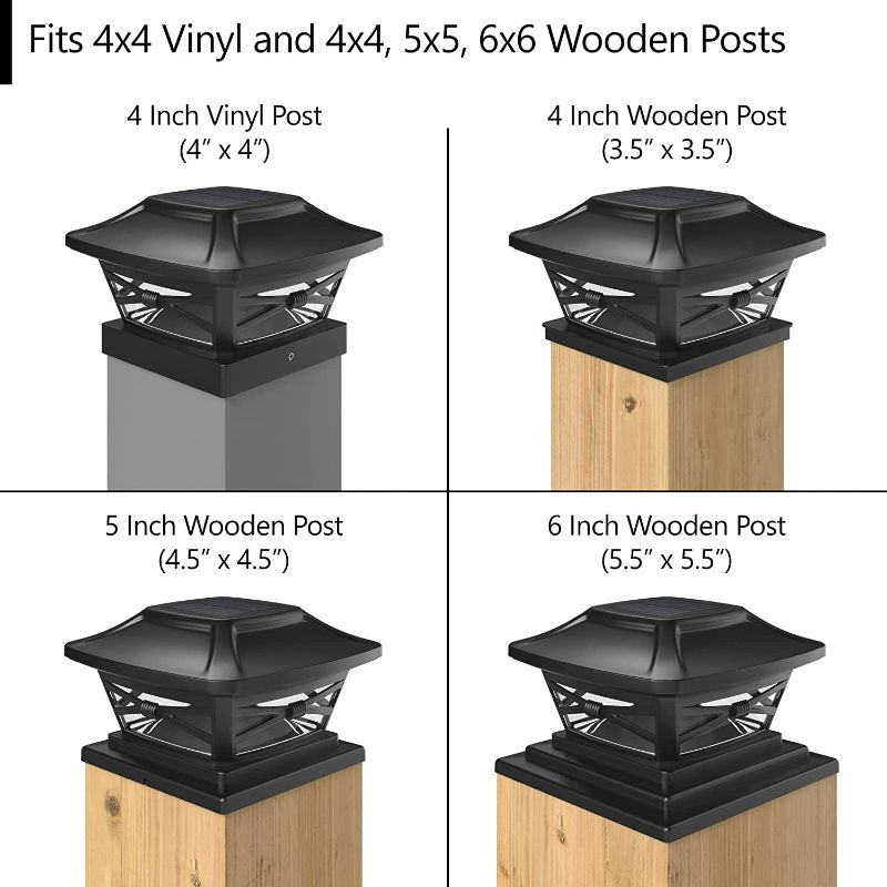 Photo 3 of Davinci Lighting Renaissance Solar Outdoor Post Cap Lights - Bright LED Light - Slate Black (4 Pack)
