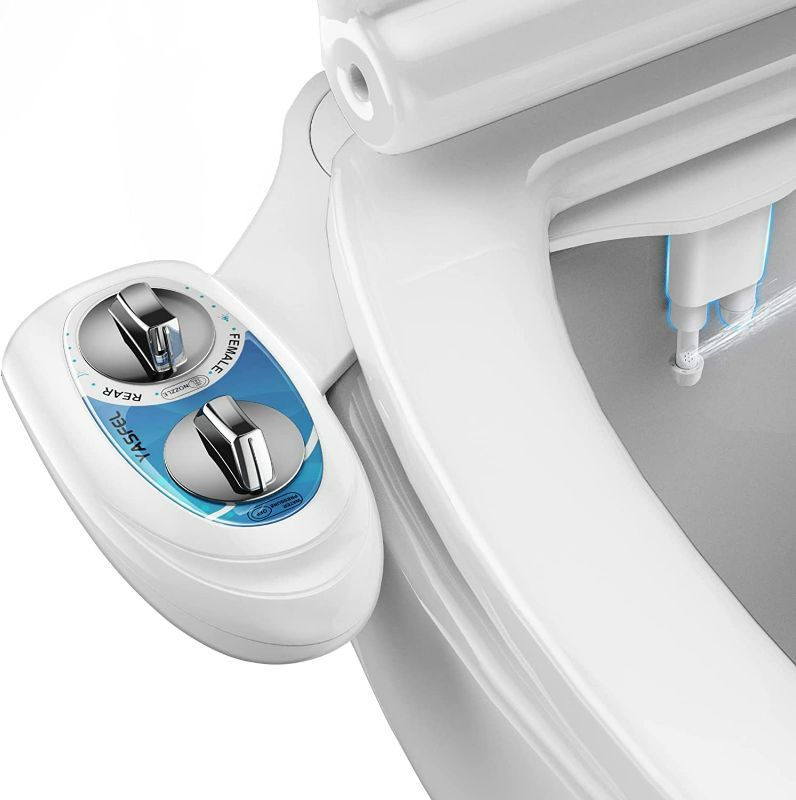 Photo 1 of dalmo Bidet Attachment for Toilet, Non-Electric Self-Cleaning Bidet Seat Attachment, Fresh Cold Bidet Attachment for Feminine/Posterior Wash, with Adjustable Pressure Control (Blue/White)
