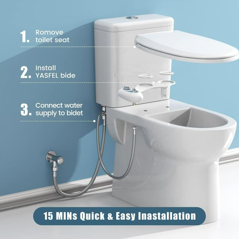 Photo 3 of dalmo Bidet Attachment for Toilet, Non-Electric Self-Cleaning Bidet Seat Attachment, Fresh Cold Bidet Attachment for Feminine/Posterior Wash, with Adjustable Pressure Control (Blue/White)
