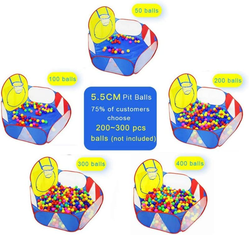 Photo 4 of Eocolz Kids Ball Pit Large Pop Up Childrens Ball Pits Tent for Toddlers Playhouse Baby Crawl Playpen with Basketball Hoop and Zipper Storage Bag, 4 Ft/120CM, Balls Not Included
