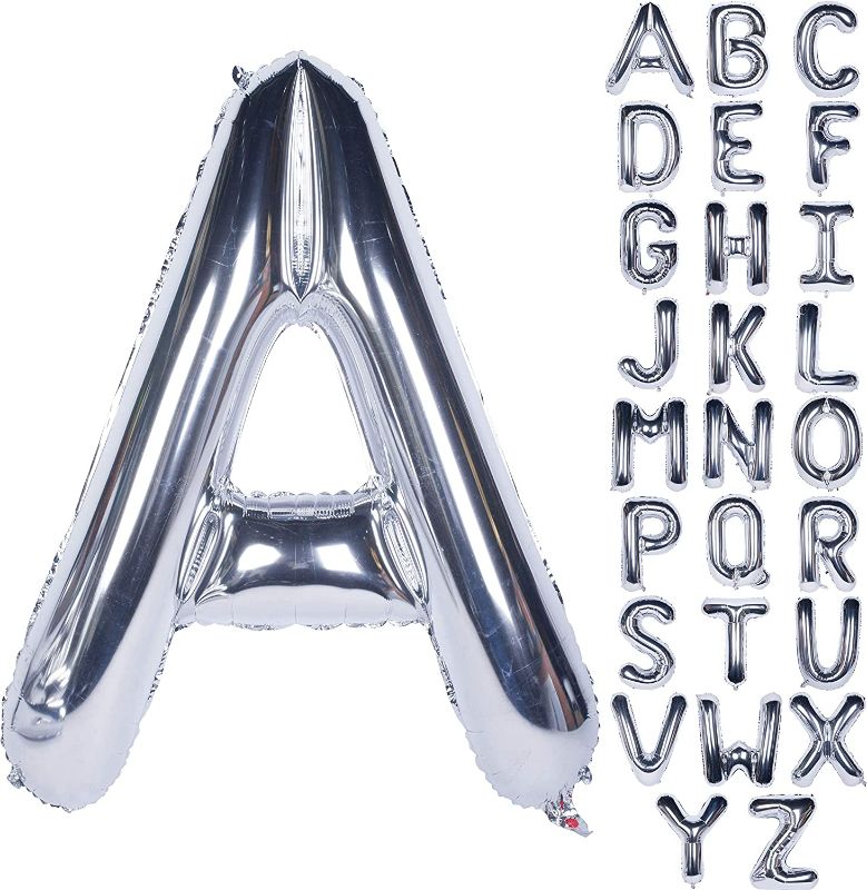 Photo 1 of Letter Balloons 40 Inch Giant Jumbo Helium Foil Mylar for Party Decorations Silver A
