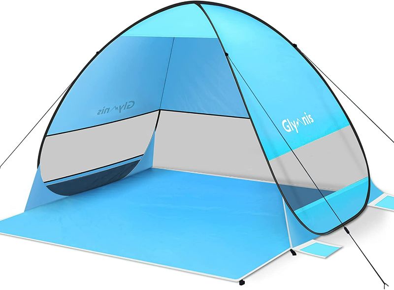 Photo 1 of Glymnis Pop Up Beach Tent UPF 50+ Sun Shelter for 2-3 Person Automatic Portable Beach Shade Tent Outdoor Cabana Sun Umbrella
