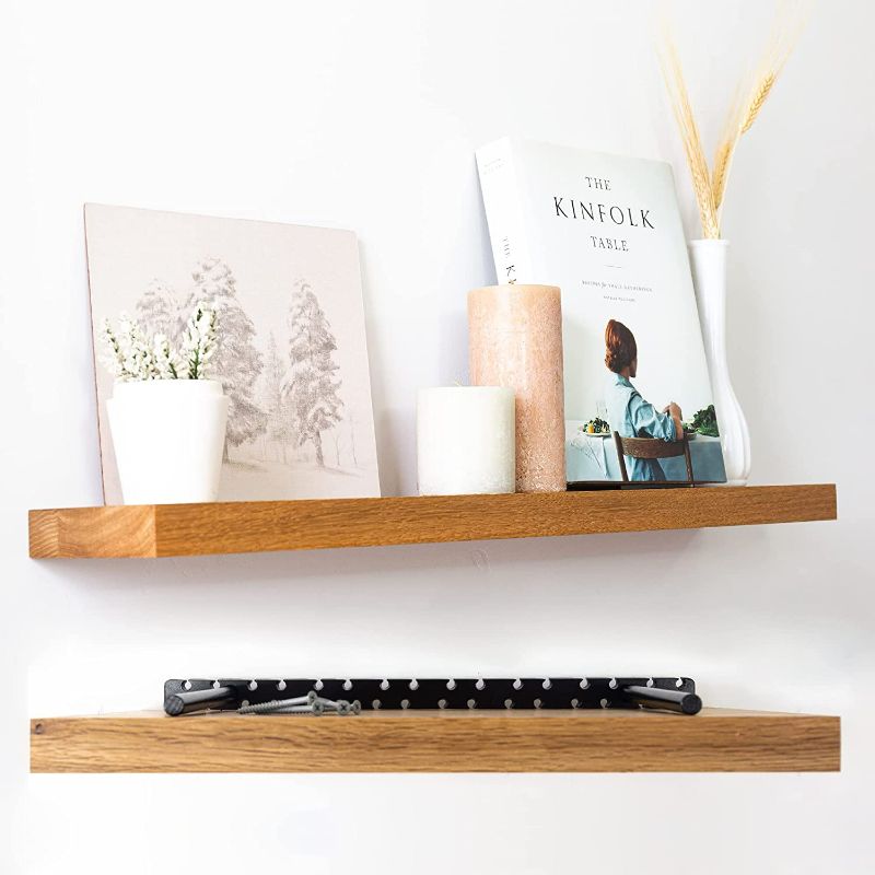 Photo 1 of Set of 2 Wood Floating Shelves - 16x6x1"