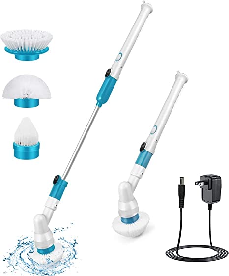 Photo 1 of Electric Spin Scrubber, Cordless Cleaning Brush with Adjustable Extension Arm 3 Replaceable Cleaning Heads, Multi-Purpose Portable Power Shower Scrubber for Bathroom, Tub, Tile, Floor, Sink,Window,Car - BLACK

