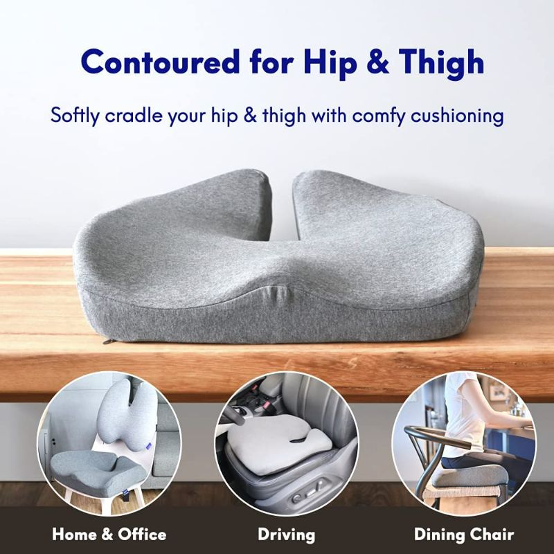 Photo 2 of Cushion Lab Patented Pressure Relief Seat Cushion for Long Sitting Hours on Office & Home Chair - Extra-Dense Memory Foam for Soft Support. Car & Chair Pad for Hip, Tailbone, Coccyx, Sciatica - Black
