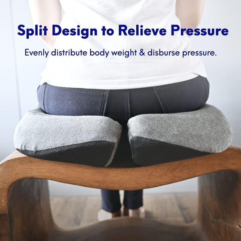 Photo 3 of Cushion Lab Patented Pressure Relief Seat Cushion for Long Sitting Hours on Office & Home Chair - Extra-Dense Memory Foam for Soft Support. Car & Chair Pad for Hip, Tailbone, Coccyx, Sciatica - Black
