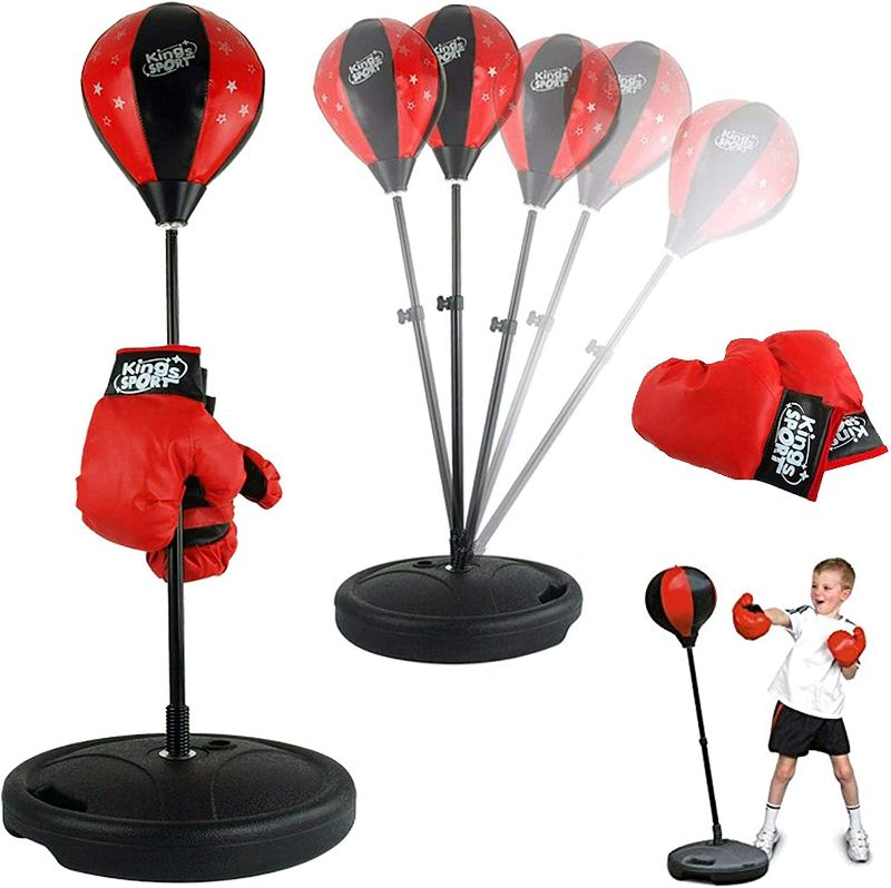 Photo 1 of Liberty Imports Sport Boxing Set Punching Bag with Gloves - Punching Ball for Kids Adjustable Height - 43 inches
