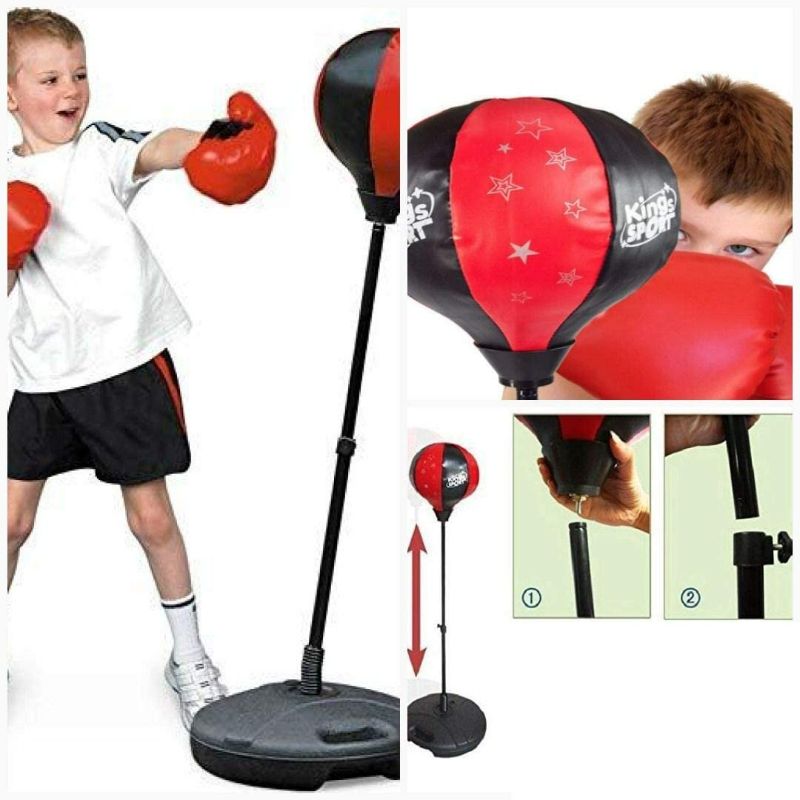 Photo 3 of Liberty Imports Sport Boxing Set Punching Bag with Gloves - Punching Ball for Kids Adjustable Height - 43 inches

