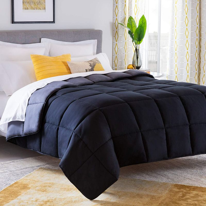 Photo 1 of Linenspa Comforter Duvet Insert Queen Black/Graphite Down Alternative All Season Microfiber-Queen Size - Box Stitched

