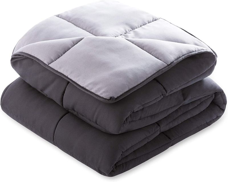 Photo 2 of Linenspa Comforter Duvet Insert Queen Black/Graphite Down Alternative All Season Microfiber-Queen Size - Box Stitched
