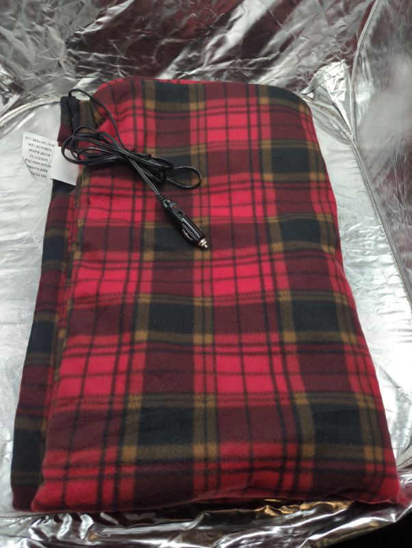 Photo 1 of Electric Blanket,12 Volt Heated Blanket Throwr,Car and Home Electric Travel Blanket Fast Heating Warm Blanket for Cars,Office,Travelling (40"x60",Plaid)