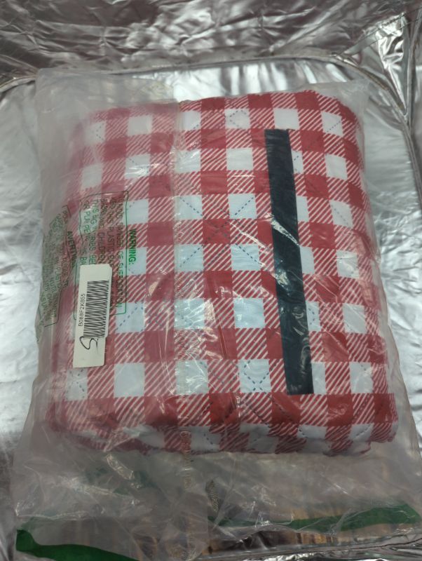 Photo 2 of Titrys Large Picnic Blankets 79''x79'', Checkered Picnic Blanket Great for The Beach, Camping on Grass, Waterproof & SandProof(Red and White) .