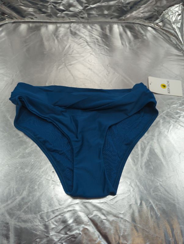 Photo 2 of Body Glove Women's Standard Smoothies Nuevo Retro Solid High Rise Bikini Bottom Swimsuit Medium Smoothie Prussian