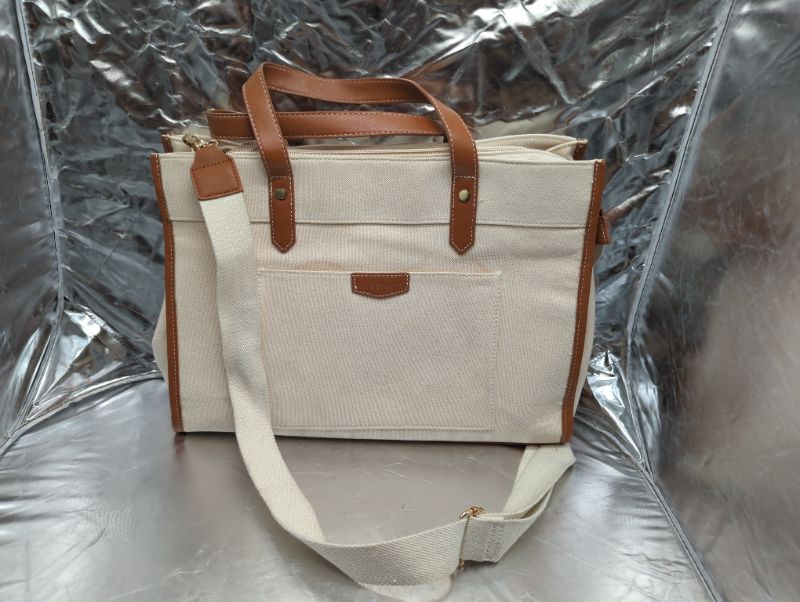 Photo 1 of Missnine Laptop Tote Bag Canvas Laptop Bag 15.6 inch Work Shoulder Bags Casual Briefcase Handbag for Travel, Office, School
