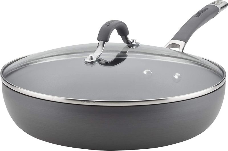 Photo 1 of Circulon Radiance Deep Hard Anodized Nonstick Frying Pan /Skillet with Lid - 12 Inch, Gray
