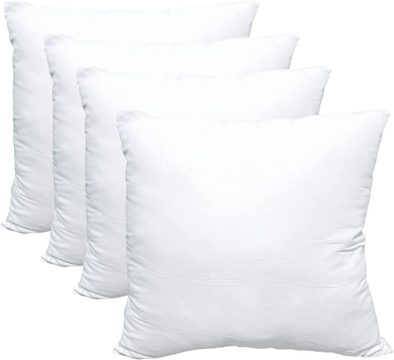 Photo 1 of Obruosci Luxury Set of 4 Throw Pillow Inserts, 18 x 18 Hypoallergenic Ultra Soft White Polyester  Durable Couch Cushion Fillers
