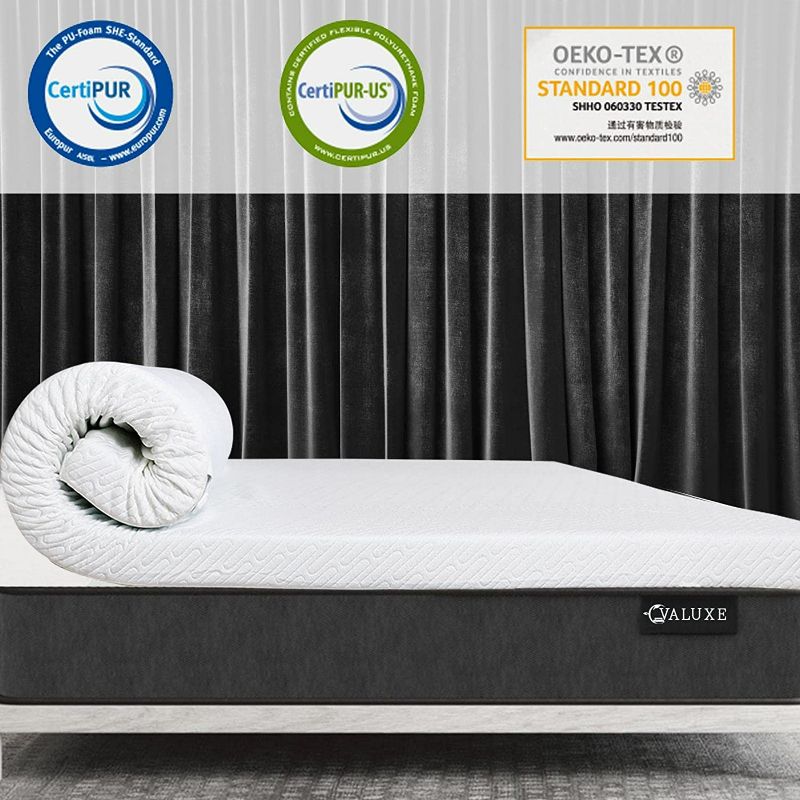 Photo 2 of 3 Inch Gel Memory Foam Mattress Topper Queen Size High Density Cooling Pad Pressure Relief Bed Topper (with Removable & Washable Bamboo Cover) Queen 3 Inch