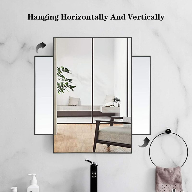 Photo 2 of BEAUTYPEAK Wall Mirror 24" x 36" Rectangular Bathroom Mirror with Metal Frame, Hanging Mirrors for Living Room Bedroom Bathroom Entryway, Hangs Horizontal or Vertical, Black 24x36 Black