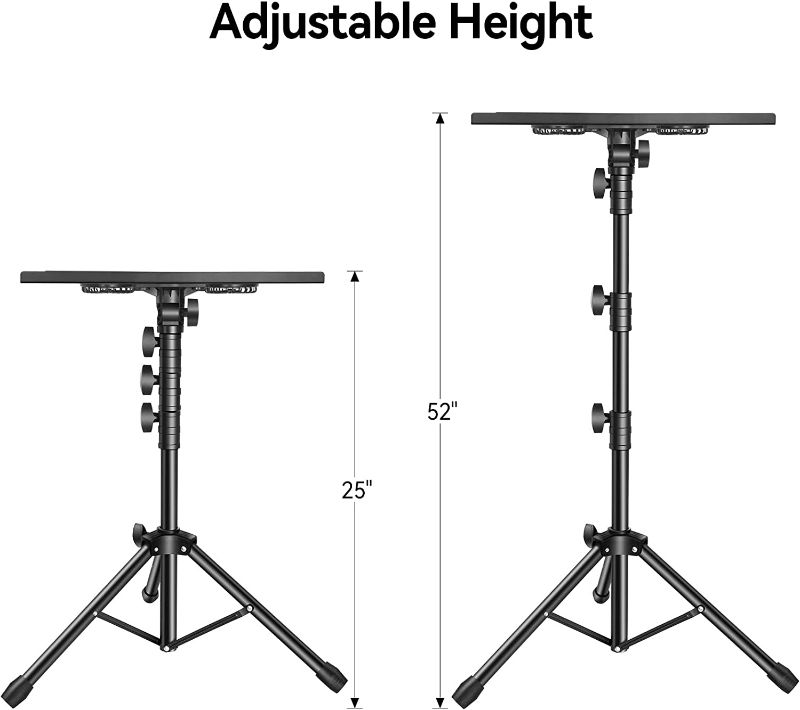 Photo 4 of Laptop Tripod, Laptop Stand, Projector Tripod Stand with Gooseneck Phone Holder, Adjustable Height & Foldable Music Stand, Portable Tripod Stand Suitable for Laptop, Projector, DJ Equipment, office