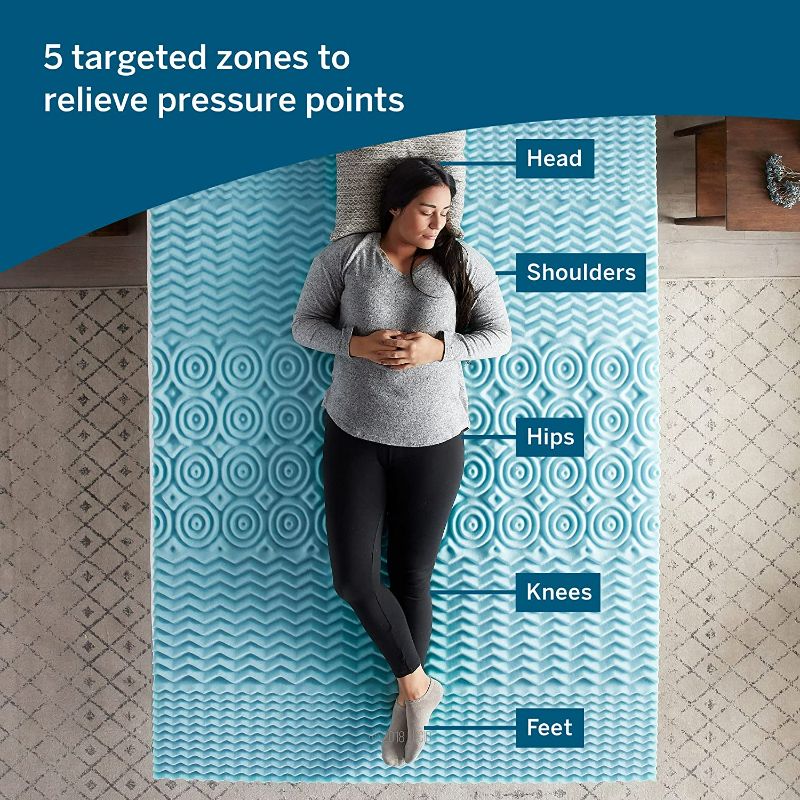 Photo 1 of Lucid 2 Inch Mattress Topper Queen – Memory Foam Mattress Topper Queen – 5 Zone Gel Infusion – CertiPur Certified Foam – Dorm Room Essentials Gel Queen 2 Inch Topper Only