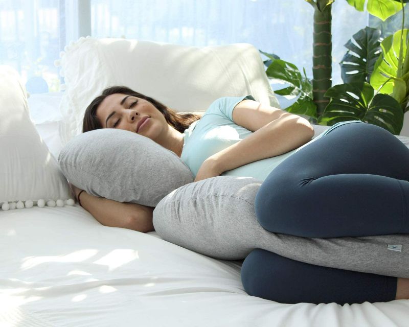 Photo 3 of Pharmedoc The CeeCee Pillow Pregnancy Pillows C-Shape Full Body Pillow and Maternity Support (Dark Gray Jersey Cover)- Support for Back, Hips, Legs, Belly a Must Have for Pregnant Women
