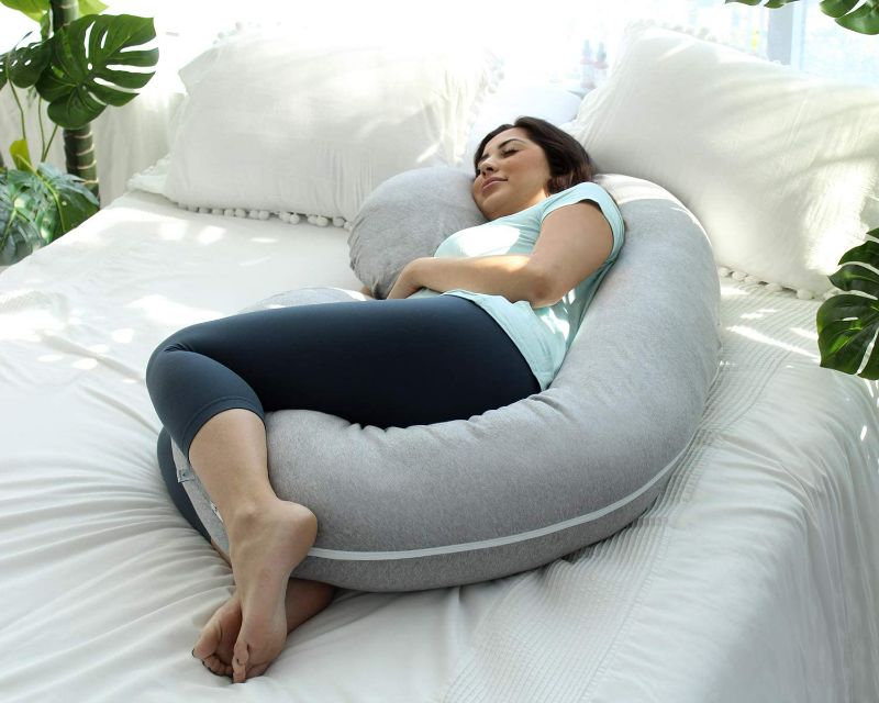 Photo 4 of Pharmedoc The CeeCee Pillow Pregnancy Pillows C-Shape Full Body Pillow and Maternity Support (Dark Gray Jersey Cover)- Support for Back, Hips, Legs, Belly a Must Have for Pregnant Women
