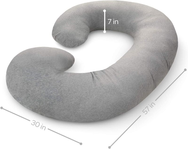 Photo 2 of Pharmedoc The CeeCee Pillow Pregnancy Pillows C-Shape Full Body Pillow and Maternity Support (Dark Gray Jersey Cover)- Support for Back, Hips, Legs, Belly a Must Have for Pregnant Women
