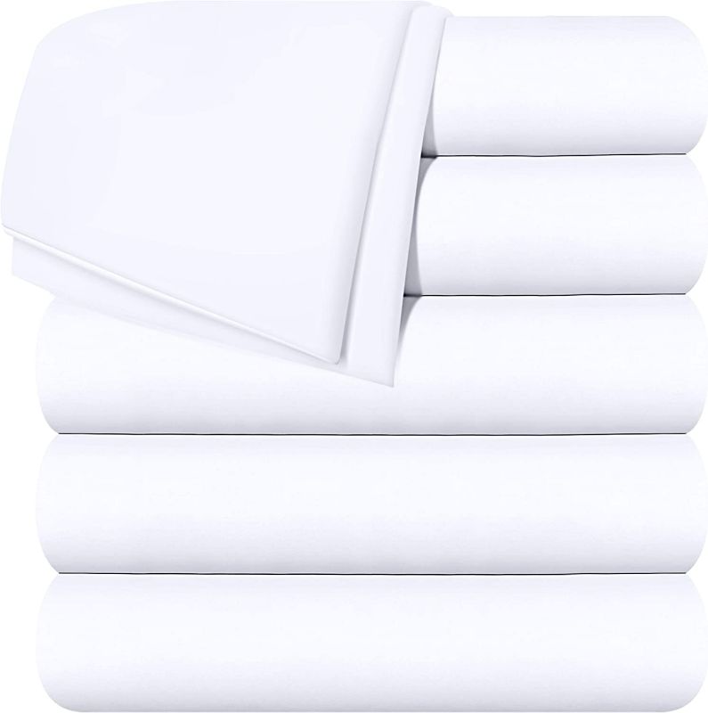 Photo 1 of Utopia Bedding Flat Sheets - Pack of 6 - Soft Brushed Microfiber Fabric - Shrinkage & Fade Resistant Top Sheets - Easy Care (King, White)
