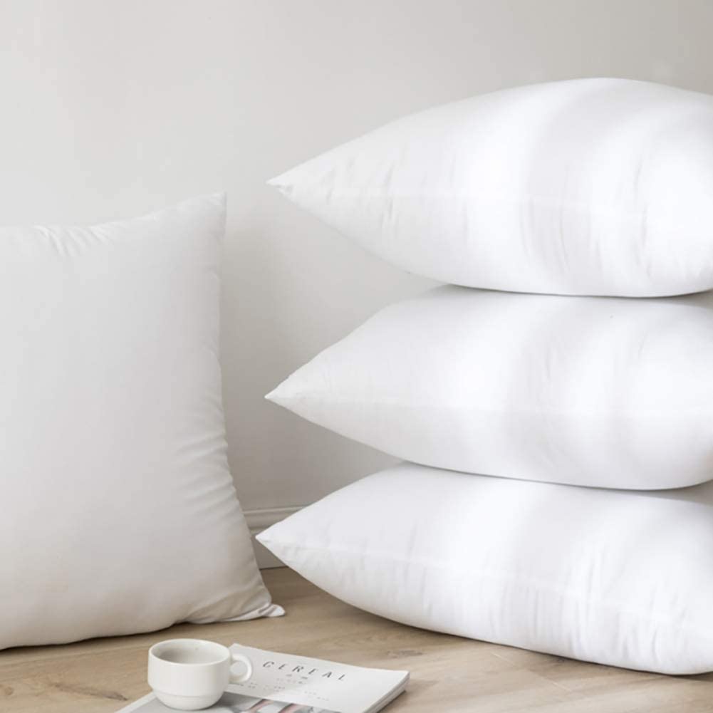Photo 3 of Emolli 18 x 18 Pillow Inserts Set of 4, Throw Pillow Inserts Premium Stuffer Down Alternative,Super Soft Microfiber Filled Decorative Pillow Cushion
