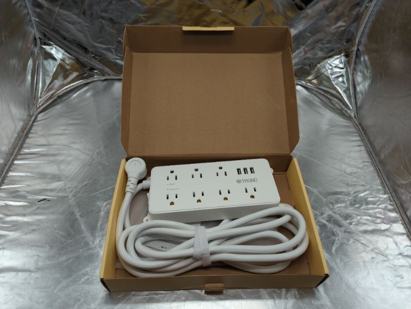Photo 3 of Surge Protector Power Strip Flat Plug, ETL Listed, TROND Wall Mountable Extension Cord Long 10ft, Low-Profile, 7 Widely-Spaced Outlets & 3 USB Ports, 1700 Joules, White
