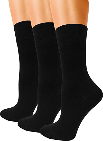 Photo 1 of Winter Lace - 24 Pairs - Cotton Crew Socks - Black - Size L (fits men shoe sizes 7-12)