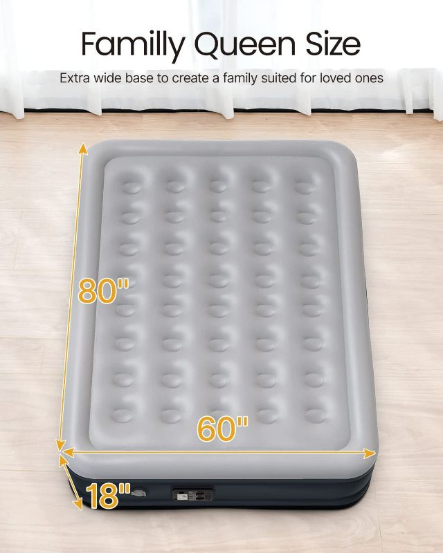 Photo 3 of iDOO Air Mattress with Built-in Pump, Queen Inflatable Mattress Blow Up Mattress Airbed for Camping & Guest, colchon inflable - Self Inflating, Foldable, Portable & Comfortable, 18" Raised
