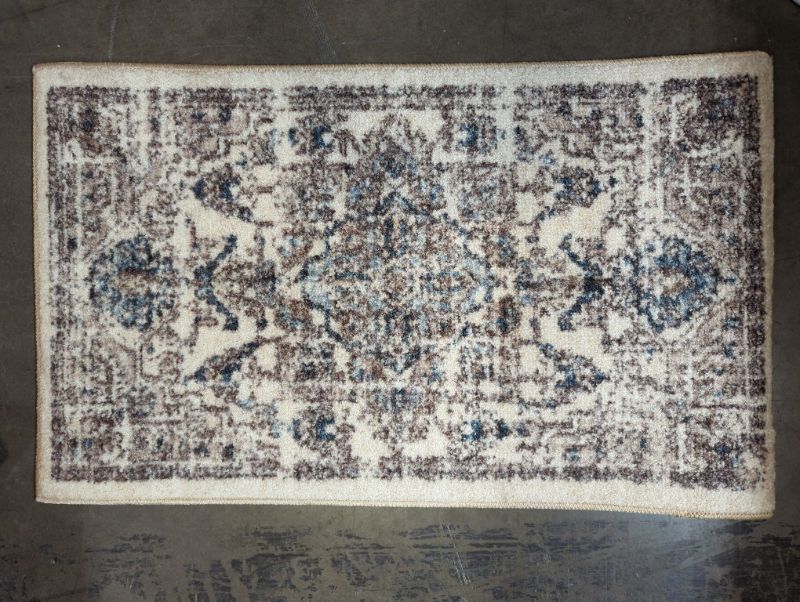 Photo 3 of Maples Rugs Distressed Tapestry Vintage Kitchen Rugs Non Skid Accent Area Floor Mat [Made in USA], 1'8 x 2'10, Neutral
