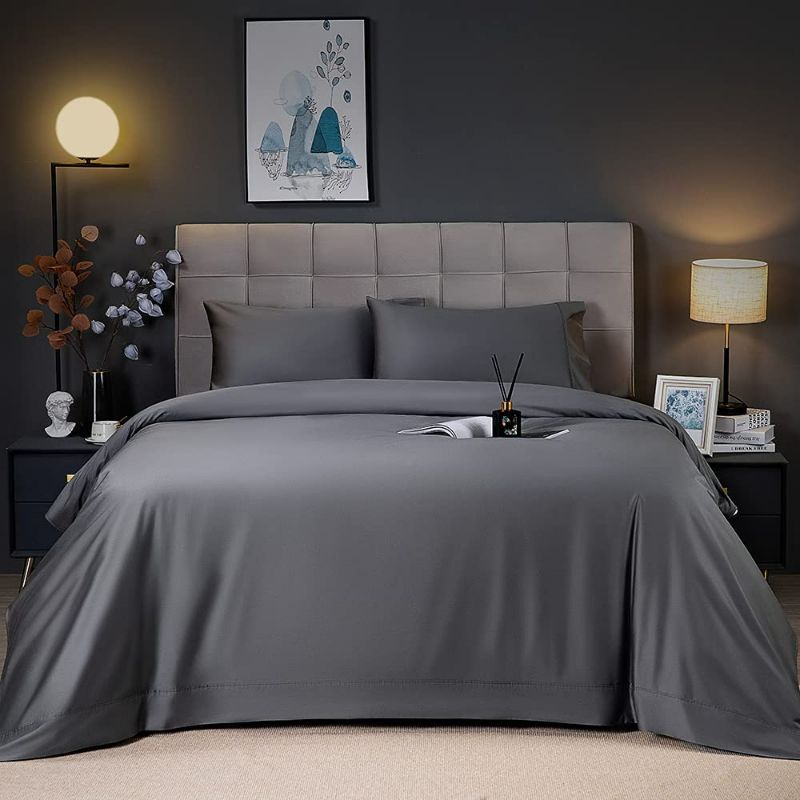 Photo 1 of Shilucheng Cooling Breathable Bamboo_ Bed Sheets Set - King Size,1800 Thread Count Super Silky Soft with 16 Inch Deep Pocket, Machine Washable, 4 Piece (King,Dark Grey)
