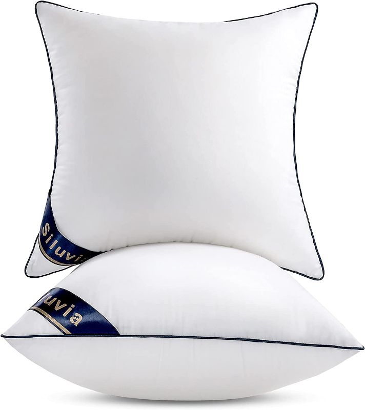 Photo 1 of Siluvia 16"x16" Pillow Inserts Set of 2 Decorative 16 Pillow Inserts-Square Interior Sofa Throw Pillow Inserts with 100% Cotton Cover White Couch Pillow (2 Count (Pack of 1)
