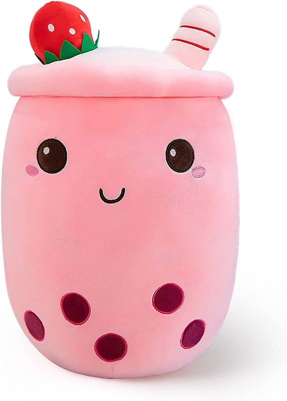 Photo 1 of Ditucu Cute Boba Tea Plush Stuffed Bubble Tea Plushie Cartoon Soft Strawberry Milk Tea Cup Pillow Home Hugging Gift for Kids Pink 9.4 inch
